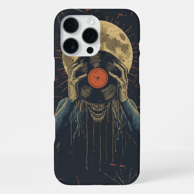 Horror Music Design for Halloween, DJs, Vinyl Fans iPhone Case (Back)
