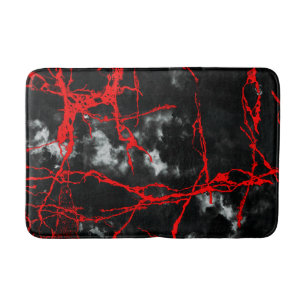 Horror Night Goth - Black and White,Red Bath Mat
