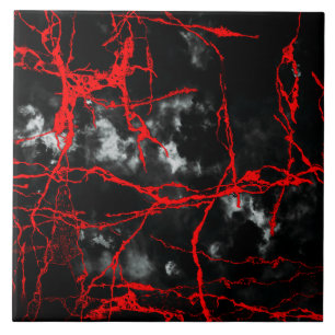 Horror Night Goth - Black and White,Red Ceramic Tile