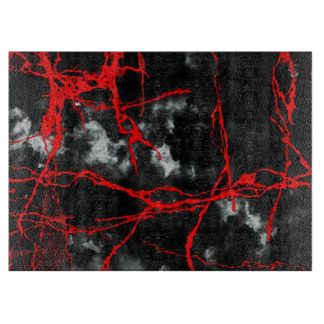 Horror Night Goth - Black and White,Red Cutting Board (Front)