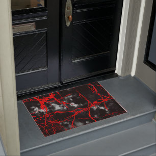 Horror Night Goth - Black and White,Red Doormat