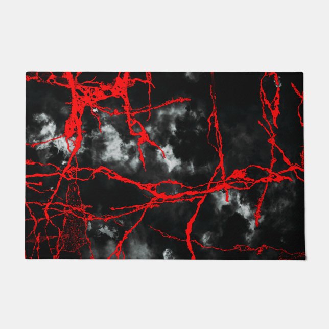 Horror Night Goth - Black and White,Red Doormat (Front)