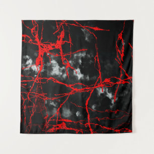Horror Night Goth - Black and White,Red Tapestry
