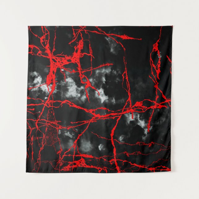 Horror Night Goth - Black and White,Red Tapestry (Front)