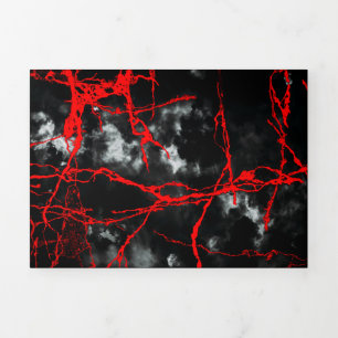 Horror Night Goth - Black and White,Red Tri-Fold Holiday Card