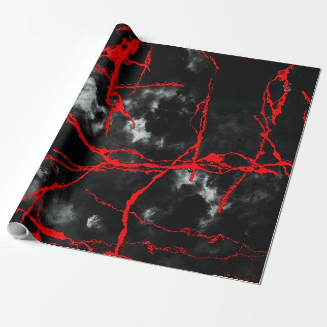 Horror Night Goth - Black and White,Red Wrapping Paper (Unrolled)