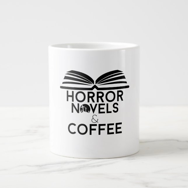 Horror Novels and Coffee Large Coffee Mug (Front)