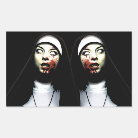 Horror nuns rectangular sticker