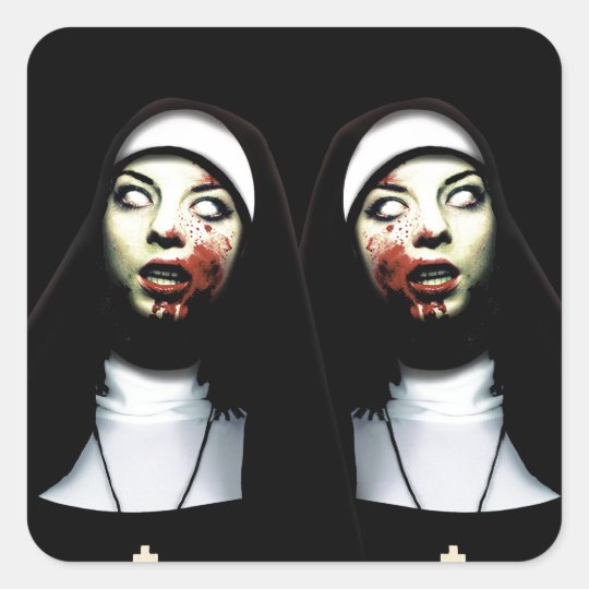 Horror nuns square sticker
