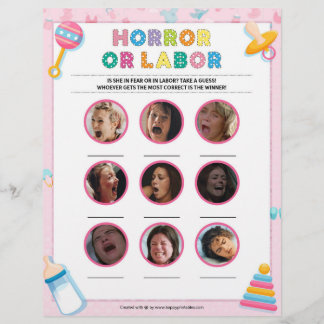 Horror Or Labor [Baby Basics Pink] Custom Letterhead