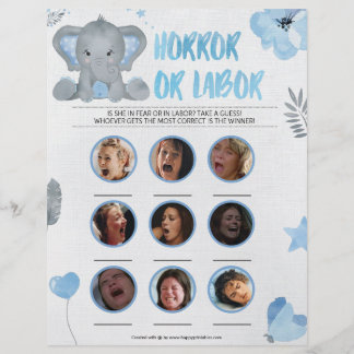 Horror Or Labor [Baby Elephant [Blue]] Custom Letterhead