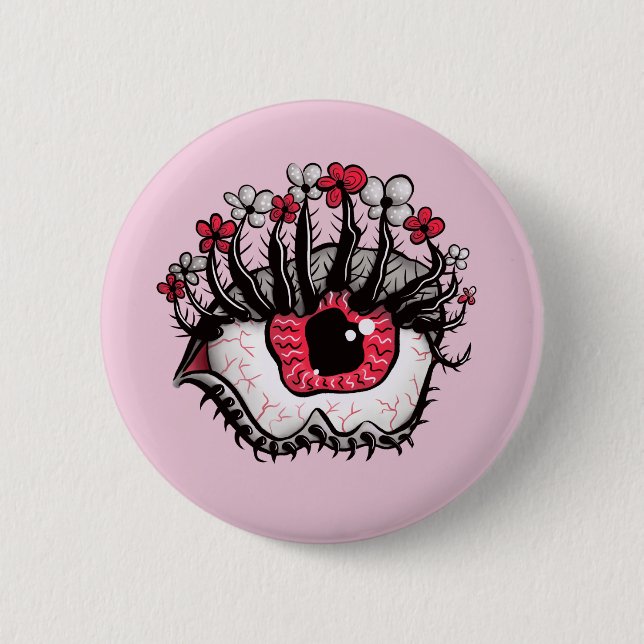 Horror Pastel Goth Eye Macabre Pink Creepy 6 Cm Round Badge (Front)