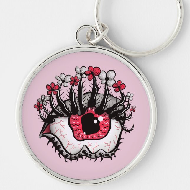 Horror Pastel Goth Eye Macabre Pink Creepy Key Ring (Front)