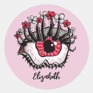 Horror Pastel Goth Eye Macabre Pink Creepy Name Classic Round Sticker