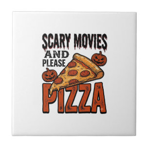 Horror Pizza Shirt for Scary Movie Night Fans_1 Ceramic Tile