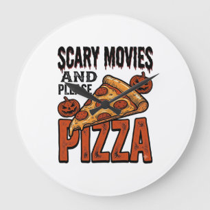 Horror Pizza Shirt for Scary Movie Night Fans_1 Large Clock
