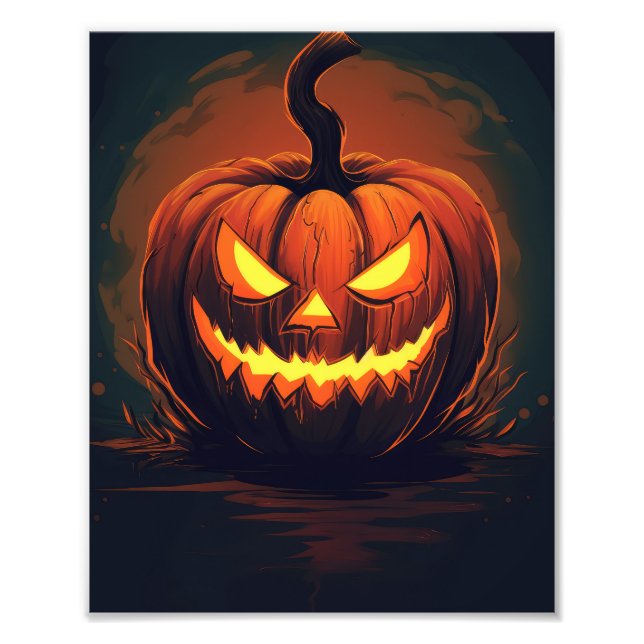 Horror Pumpkin Halloween Photo Print (Front)