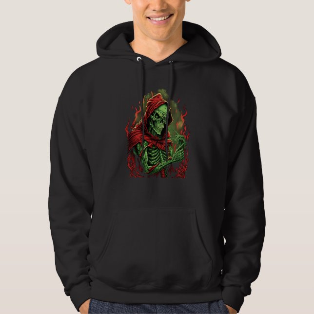 Horror Rock Skeleton Creepy Undead Death Occult Hoodie (Front)