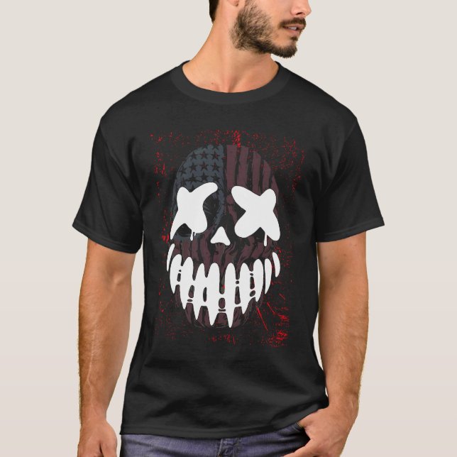 Horror scary mask Halloween Party with Purge Scary T-Shirt (Front)