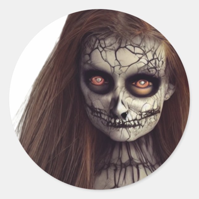 Horror scary Woman Classic Round Sticker (Front)