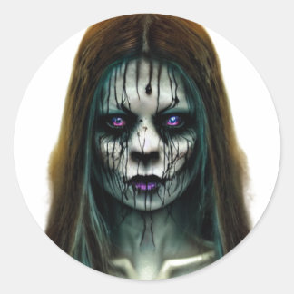 Horror scary Woman Classic Round Sticker