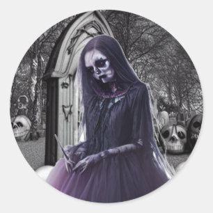 Horror scary Woman Classic Round Sticker