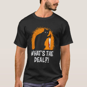 Horror Shirt Cat with Bloodstained Knife Halloween