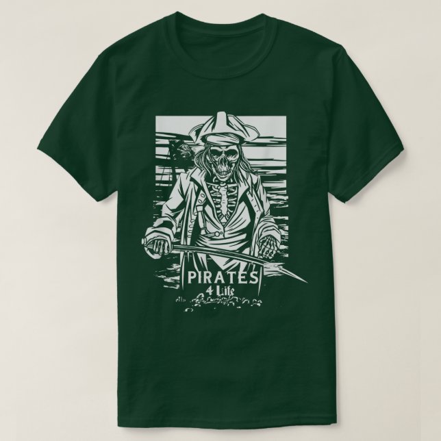 Horror Skeleton Pirate  T-Shirt (Design Front)