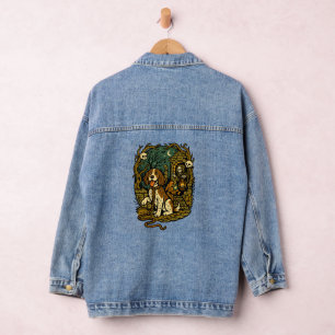 Horror Spooky Skeleton Dog Aesthetic Denim Jacket