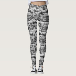 horror teeth black and white pattern leggings