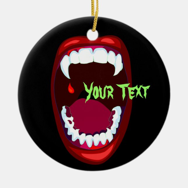 Horror Teeth Vampire Fangs Spooky Ornament (Front)