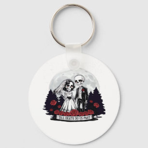 Horror Valentines Day Skeleton Couple Till Death D Key Ring