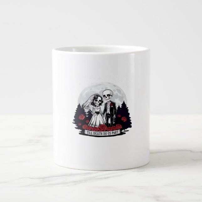 Horror Valentines Day Skeleton Couple Till Death D Large Coffee Mug (Front)
