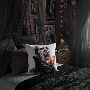 Horror Vampire Decorative Gothic Red Black Cushion