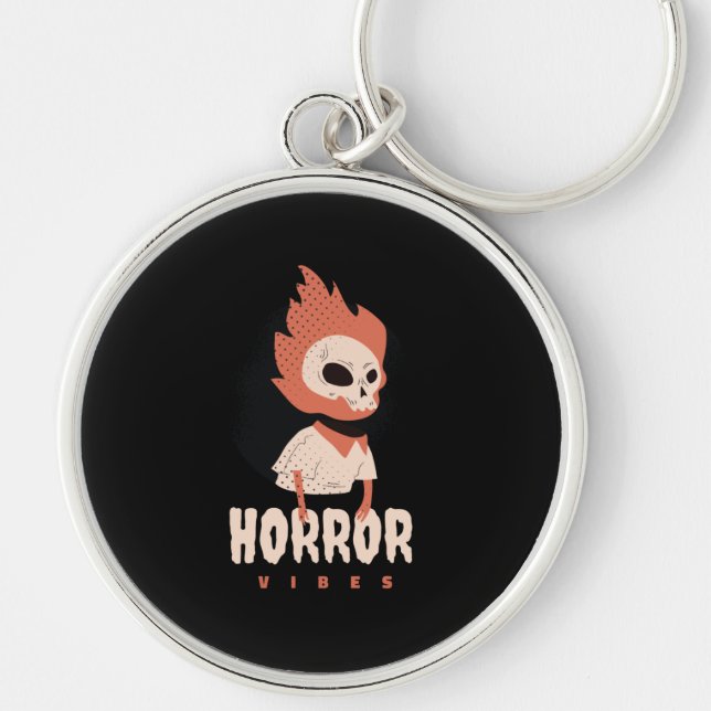 Horror Vibes Funny Halloween Quote Key Ring (Front)