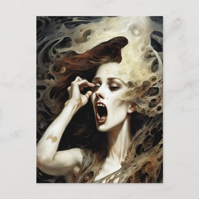 Horror Woman Screams Postcard (Front)
