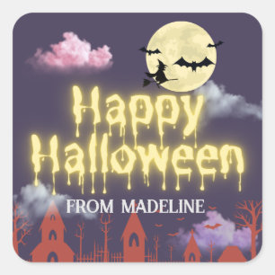 Horrors night cute Halloween party invitations Square Sticker