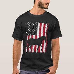 Horse 4th of July American USA Flag Patriotic Gift T-Shirt