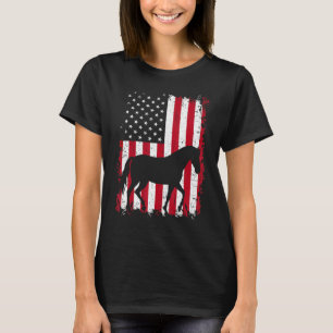 Horse 4th Of July American Usa Flag Patriotic T-Shirt