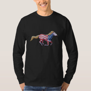 Horse 4th Of July Costume American Usa Flag Patrio T-Shirt