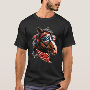 Horse 4th of July Horse Graphic American Flag Men T-Shirt