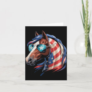 Horse 4th Of July Horse Lover Aamerican Usa Flag Card
