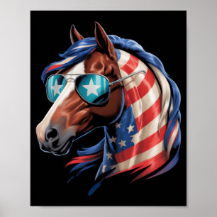 Horse 4th Of July Horse Lover Aamerican Usa Flag Poster