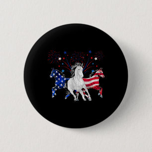 Horse 4th Of July Patriotic American Flag  6 Cm Round Badge