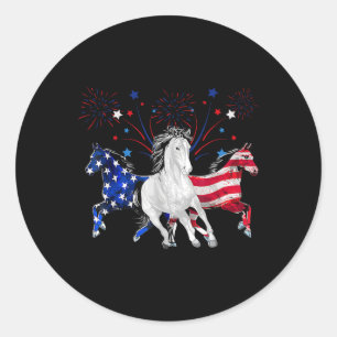 Horse 4th Of July Patriotic American Flag Classic Round Sticker