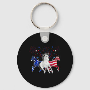 Horse 4th Of July Patriotic American Flag  Key Ring