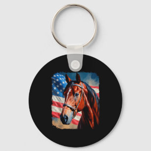 Horse 4th Of July Patriotic Horse American Flag Key Ring