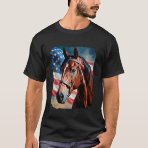 Horse 4th of July Patriotic Horse American Flag T-Shirt