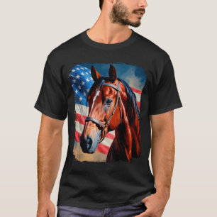 Horse 4th Of July Patriotic Horse American Flag T-Shirt