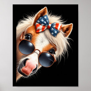 Horse 4th Of July Patriotic Horse With Bow Usa Ame Poster